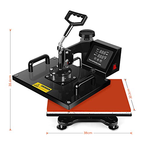 Heat Press 12" x 15" - TUSY 5 in 1 Swing Away Heat Press Machine for T Shirts Hat Mug Cap Plate, Multifunctional Digital Heat Transfer Sublimation