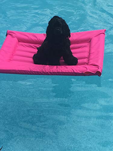 Lazy Dog Loungers Dog Pool Float, Raft for Dogs and Pets - Semi-Submersible to Keep Your Dog Cool - Lake, Pool, River and Boat (Red - Large)
