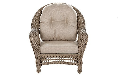 W Unlimited Saturn Collection 2X Patio Chairs Garden Patio Furniture Cappuccino Wicker Outdoor Furniture Beige Cushion Lounger Deep Seating