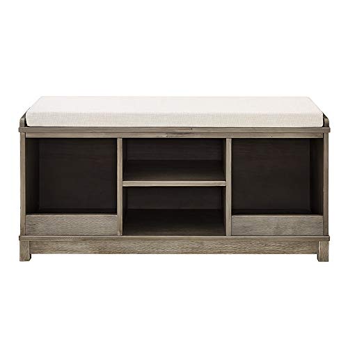 Classic Brands Sam & Jack Kids Solid Wood Bench and 4 Cube Cubby, Weathered Grey