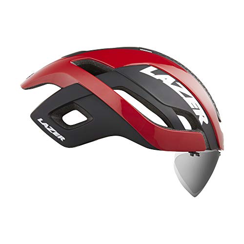 LAZER Bullet 2.0 Road Bike Helmet – Bicycling Helmets for Adults – Men & Women’s Cycling Aerodynamic Head Protection -Rear Light, Reflective Stickers, Magnetic Lens, Red, Small