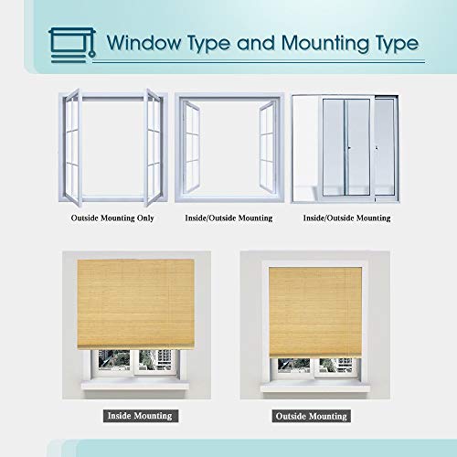 ZY Blinds Bamboo Window Blinds, Light Filtering Roll Up Blinds with Valance, 77" W x 48" L, Pattern 9
