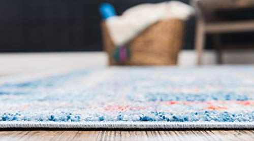 Unique Loom Brighton Collection Bright Traditional Bohemian Vintage Blue Area Rug (9' 0 x 12' 0)