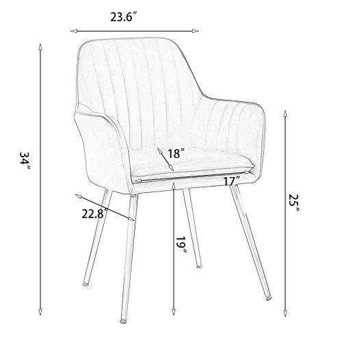DMF Furniture Modern Velvet Accent Chair High Back Elegant Dinning Chairs with Arms in Living Guest Room (Green)