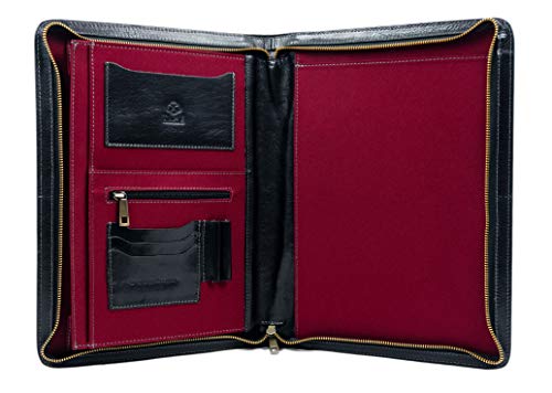 Leather Portfolio Document Folder Handcrafted Case Black Time Resistance