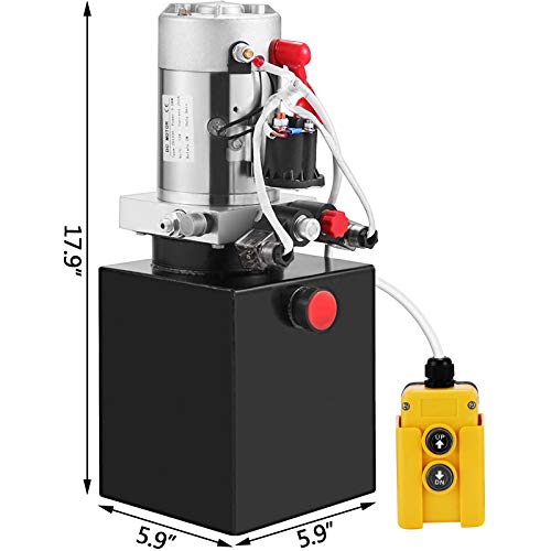 Mophorn 12V Hydraulic Pump Unit 4 Quart (Steel,Double Acting)