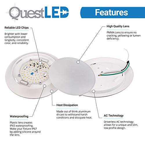 20 Pack 5/6" Inch LED Slim Ceiling Disk Light, Soft White 2700K with 4" J-Box AC Technology, 15W, 120V, CRI>90, Beam Spread 120, 1000 Lumens, Dimmable, Energy Star and Intertek Listed