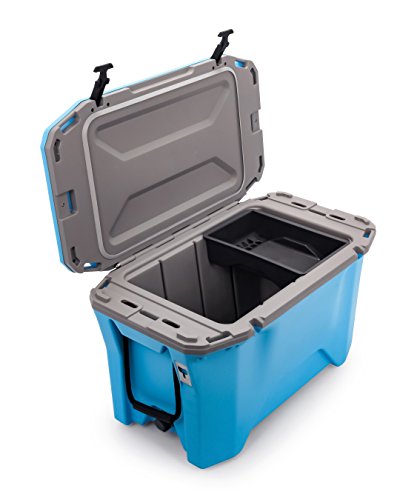 Camco Currituck Cyan Blue & Gray 30 Quart Cooler Rugged Exterior Made for Camping, Hunting, Fishing and Tailgating w/ Cooler Basket