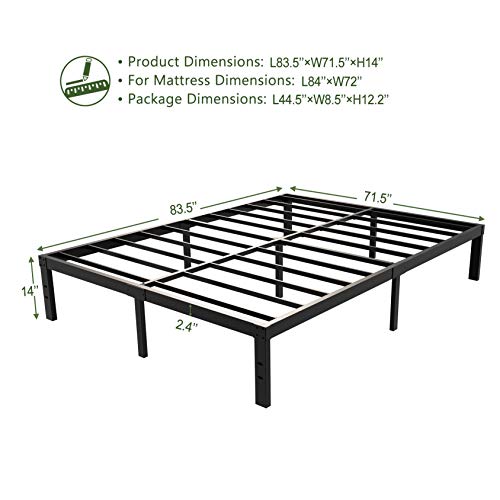 14 Inch Reinforced Steel Platform Bed Frame Mattress Cover Foundation Edges No Box Spring Needed Easy Assembly Noise Free King