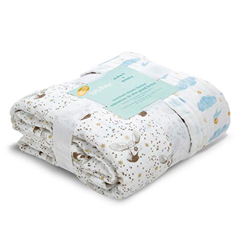 Aden + Anais Harry Potter Oversized Dream Blanket | Metallic Muslin Throw Blanket | Lightweight & Breathable, Unisex Gift Items, Hedwig