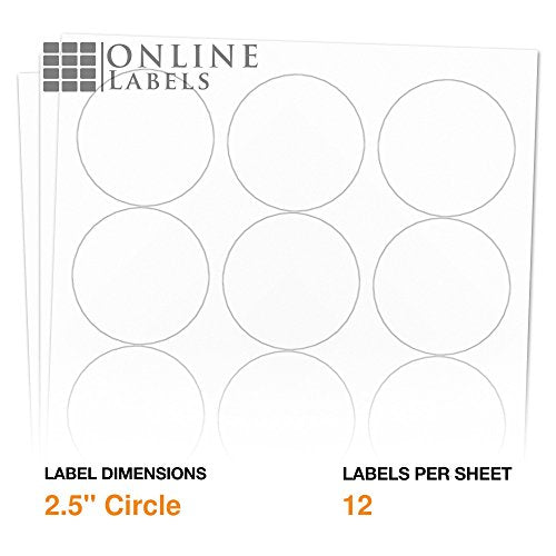 2.5 Inch Round Labels - Pack of 12,000 Circle Stickers, 1,000 Sheets - Inkjet/Laser Printer - Online Labels