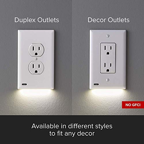 Snap Power Guide Light 2 For Outlets LED Night Light Bar Electrical Wall Plate White 10 Pack