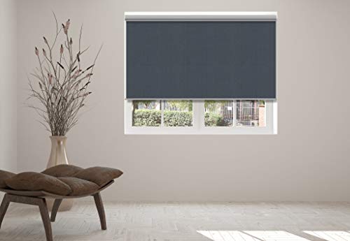 Springblinds 100% Blackout Roller Shade, 87" Wx72 H Tan, Slow Rise Spring Cordless System Child Safety Polyester Blind, Custom Size, Aluminum Valance Shades Made in USA