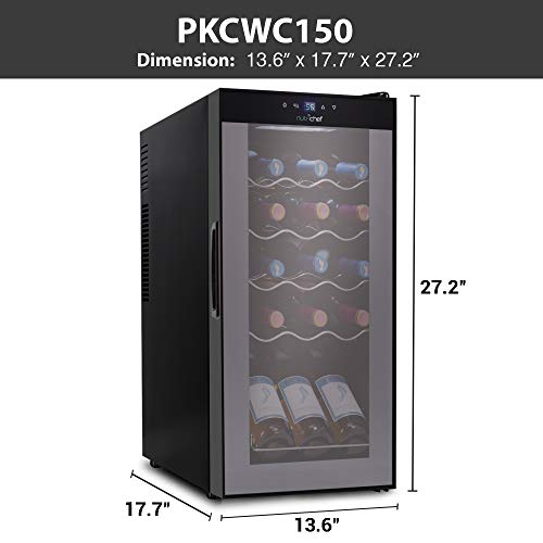 15 Bottle Wine Cooler Refrigerator White and Red Wine Fridge Chiller Countertop Wine Cooler 15 Bottle Capacity Digital Control Glass Door