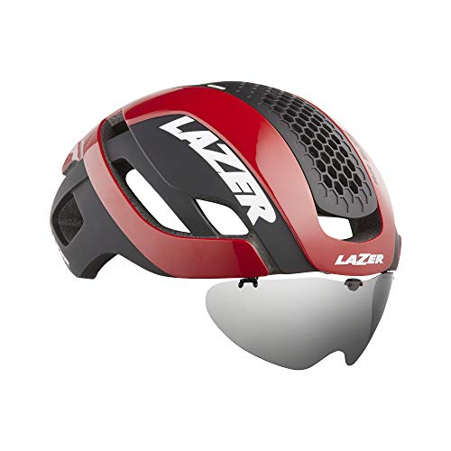 LAZER Bullet 2.0 Road Bike Helmet – Bicycling Helmets for Adults – Men & Women’s Cycling Aerodynamic Head Protection -Rear Light, Reflective Stickers, Magnetic Lens, Red, Small