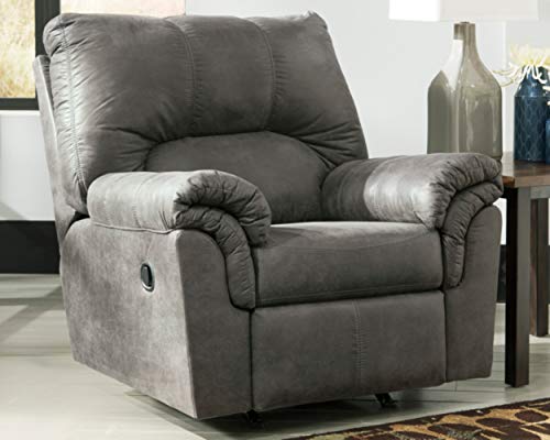 Signature Design by Ashley - Bladen Contemporary Plush Upholstered Rocker Recliner, Slate Gray
