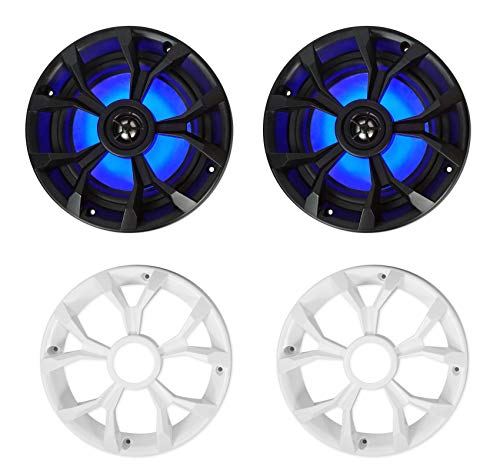 (4) Rockville RKL65MBW 6.5" 700 Watt Marine Boat LED Speakers+Amplifier+Amp Kit