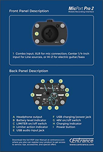 CEntrance Inc. MicPort Pro 2 L Preamp and Mobile Recording Interface with Limiter