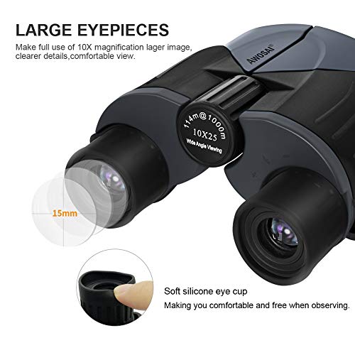 10x25 Compact Binoculars for Adults and Kids, Small Mini Pocket Folding Binoculars with Low Light Night Vision, BAK4 Prism FMC Lens, Great for Bird Watching, Outdoor Hunting, Sports and Concert