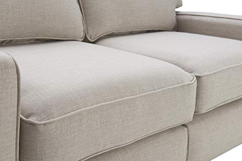 Serta Palisades Upholstered Sofas for Living Room Modern Design Couch, Straight Arms, Soft Fabric Upholstery, Tool-Free Assembly, 73", Light Gray
