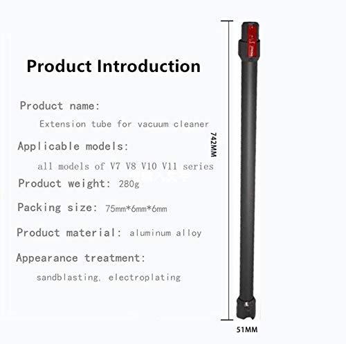 Kvatar Black Extension Wand Replacement fit for Dyson V7 V8 V10 V11 Handheld Cordless Stick Vacuum Cleaner,Part No. 967477-09,Quick Release Extension Tube Iron (Dark Gray)
