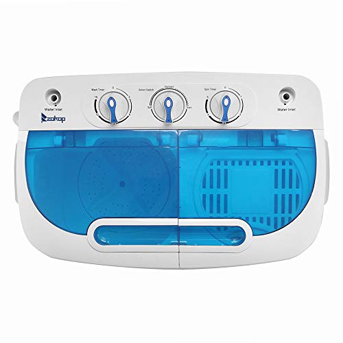 13Lbs Washing Machine Semi-automatic Portable Mini Compact Twin Tube Washing Machine US Standard (White + Blue)