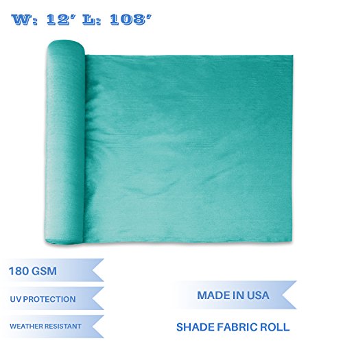 E&K Sunrise 12 x 108 Turquoise Green Sun Shade Fabric Sunblock Shade Cloth Roll 95% UV Resistant Mesh Netting Cover