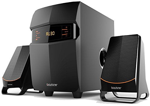 Boytone Bundle Set Fully Automatic Bluetooth Turntable + 2.1 Multimedia Speaker, S-Shaped Tone Arm, Adjustable Counterweight & Pitch Control