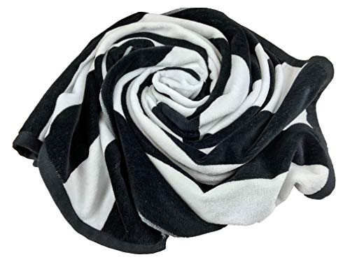La Calla Cabana Beach Towel - 100% Terry Velour Cotton Turkish Towels - 35 Inches by 60 Inches Plush Soft and Comfortable and Extremely Absorbent - Eco Friendly (6 Pack, Black)