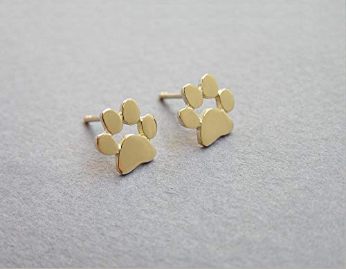 14k Gold Paw Print Earrings