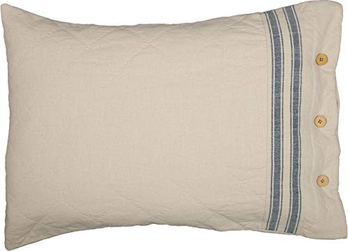 Piper Classics Market Place Blue Ticking Stripe Quilt, California King. 103" x 103", Blue & Natural Cream Quilted Country Farmhouse Style Bedding
