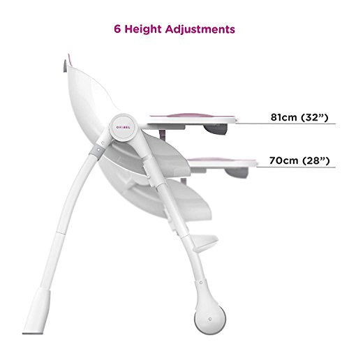 Oribel Cocoon 3-Stage Easy Clean, Contemporary High Chair (Pink)