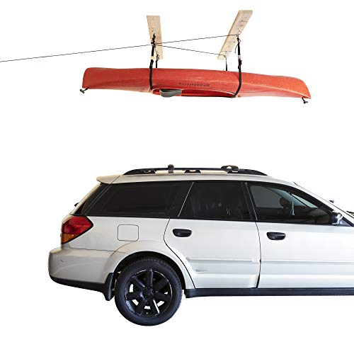 HARKEN - Kayak Overhead Garage Storage Hoist, Self-Leveling, Safe Anti-Drop System, Easy One-Person Operation, Smart Garage Organization