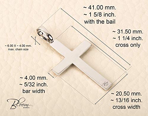 14K White Gold Cross for Men 40 mm. Personalized Pendant