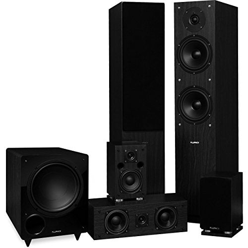 Fluance Elite Series Surround Sound Home Theater Speaker 5.1 Channel Including 3-Way Floorstanding, Center Channel & DB10 Subwoofer Black Ash
