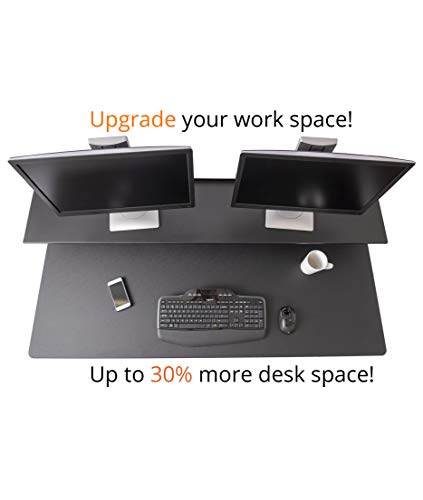 Split Top Electric Stand Up Desk (Black Shelves) (60", Black Frame/Black Top)