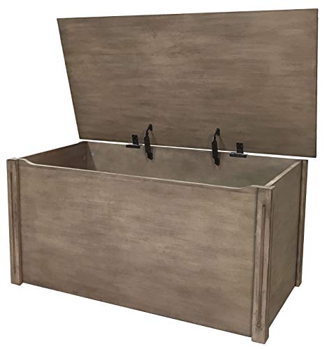 Large Gray Wooden Toy Box and Blanket Chest - All Wood - Optional Cedar Base (Cedar Base)