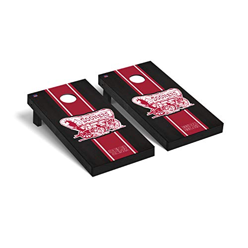 Victory Tailgate Regulation Collegiate NCAA Onyx Stained Stripe Series Cornhole Board Set - 2 Boards, 8 Bags - Oklahoma Sooners Boomer Sooner