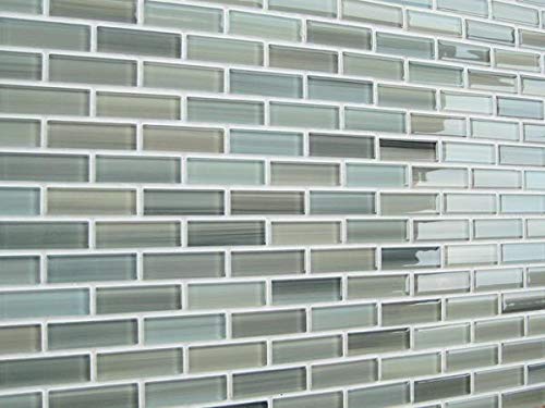 10 Sq Ft - Reflections Hand Painted Glass Mosaic Subway Tiles for Bathroom Walls or Kitchen Backsplash