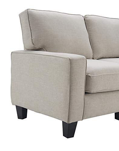 Serta Palisades Upholstered Sofas for Living Room Modern Design Couch, Straight Arms, Soft Fabric Upholstery, Tool-Free Assembly, 78", Light Gray