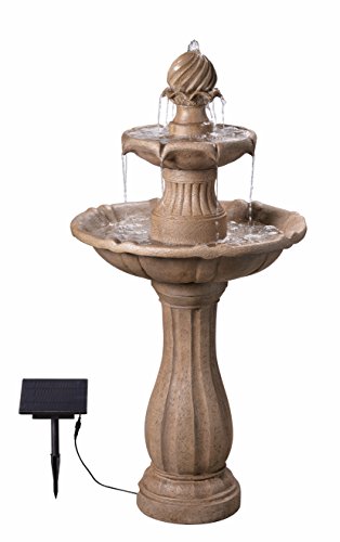Kenroy Home Classic Outdoor Solar Floor Fountain ,44 Inch Height, 22 Inch Width, 22 Inch Ext. with Sandstone Finish