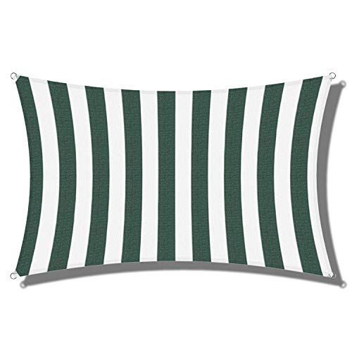 COARBOR Sun Shade Sail Canopy Green/White Wide Stripes 13'x14' UV Block Canopy Perfect for Patio Outdoor Garden (We Make Custom Sizes)