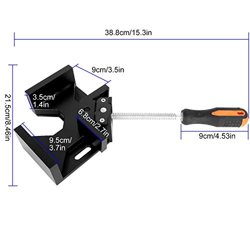 2 Pack Corner Clamp 90 Degree Right Angle Clamps Aluminum Alloy Quick Release Right Corner Clamp Adjustable Swing Jaw Clamping Tool & Frame Bench Vise Tool for Woodworking, Framing, Welding, Drilling