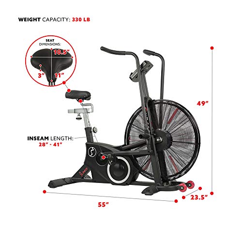Sunny Health & Fitness Exercise Tornado Fan Air Bike with Bluetooth and Heart Rate Compatibility - SF-B2729 (SF-B2729)