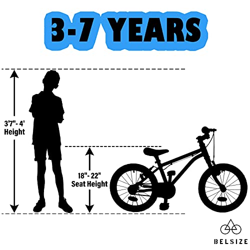 BELSIZE 16-Inch Belt-Drive Kid's Bike, Lightweight Aluminium Alloy Bicycle(only 12.57 lbs) for 3-7 Years Old (Blue)