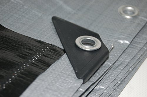 100x100 Heavy Duty Silver/Black Poly Tarp - 14x14 Weave - Special U.V. Coating - 24" Grommets