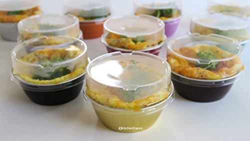KitchenDance Disposable Aluminum Colored Baking Cups- Creme Brulee cups- Dessert Cups- 4 oz. Size with Lids (2000, Gold w/Stackable Lid)