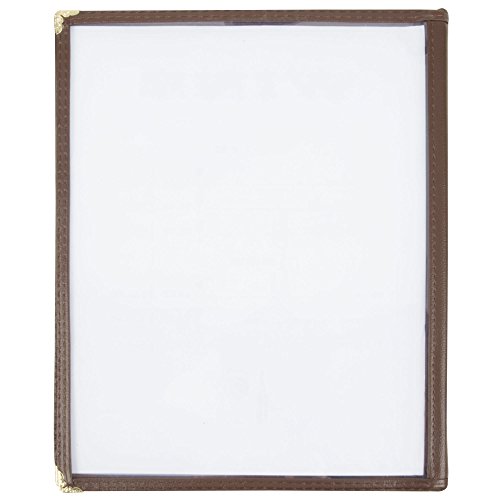 (60 Pack) 4 Page Book Fold Menu Covers, Brown, 8 View, 8.5 x 11-inches Insert Menu Covers with Double Stitched Binding and Protective Corners