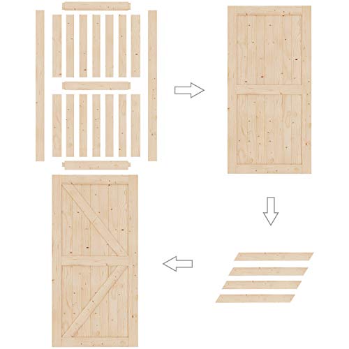 EaseLife 42 x 84in Sliding Barn Wood Door Slab Solid Nature Spruce Single DIY Unfinished Panel Environmental Easy Installation