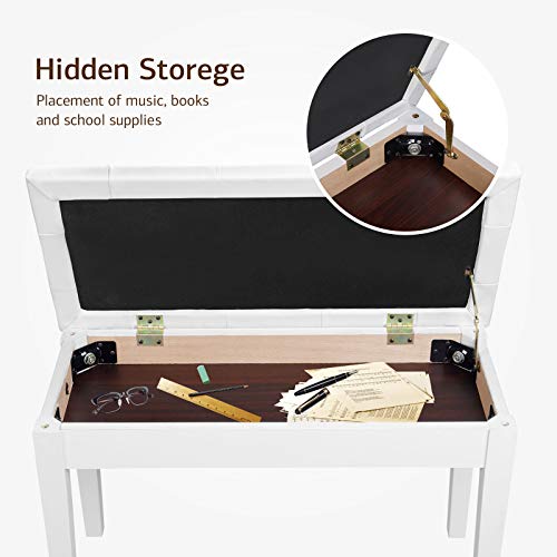 LAGRIMA Digital Piano, 88 Key Electric Keyboard Piano for Beginner/Adults with Padded Piano Bench+Music Stand+Power Adapter+3-Pedal Board+Instruction Book+Headphone Jack(White With 2 Person Bench